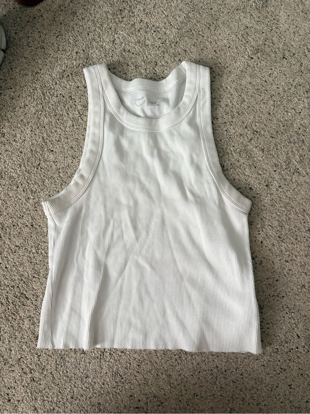 Aerie White Ribbed Cropped Tank